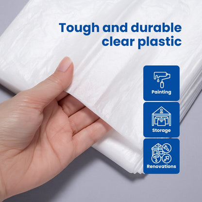 Shield Guard Pro Plastic Protection Sheet 40m² (4x10m, 6µm) – Waterproof Drop Sheet for Painting, Furniture & Floor Cover