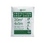 Shield Guard Pro Protection Drop Sheet, Waterproof Plastic Cover, White, 4x5m (20µm), 20m², Non-Slip for Painting, Storage, Furniture