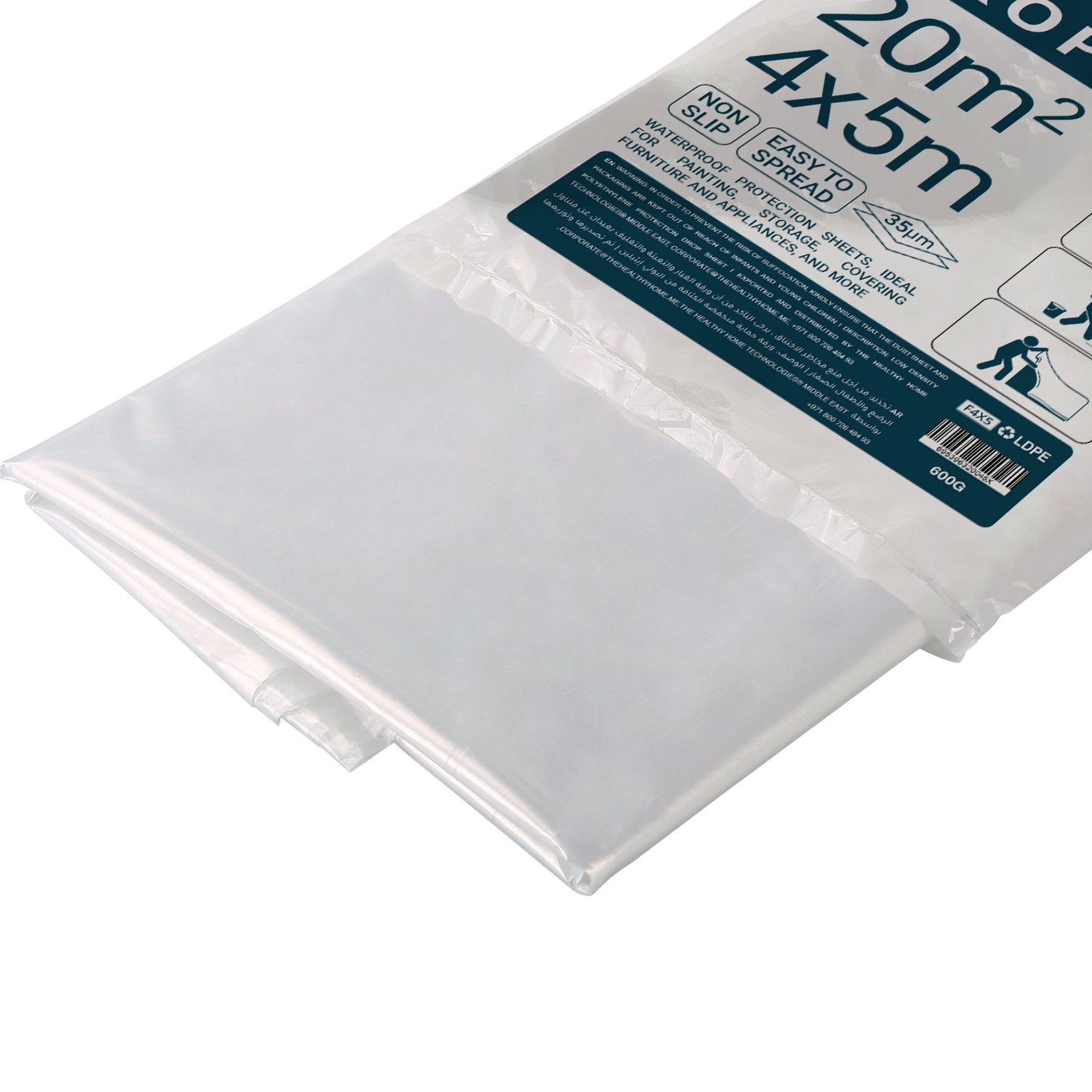 Shield Guard Pro Plastic Protection Sheet 40m² (4x10m, 6µm) – Waterproof Drop Sheet for Painting, Furniture & Floor Cover